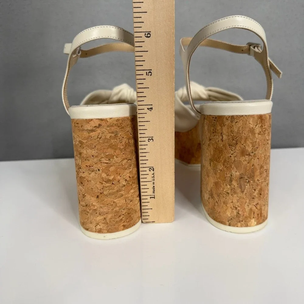 Jimmy Choo Sandals Womens Size 39.5 Heloise Wedge 95 Leather Cork Platform